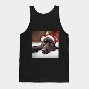 Dog with Christmas Hat Tank Top